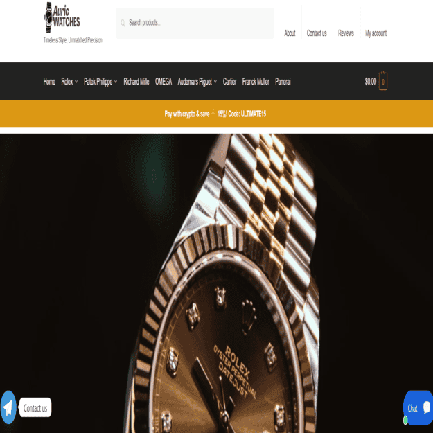 Rolex Datejust luxury watch with diamond hour markers and gold bracelet.