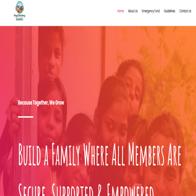 Group of diverse children and adults smiling outdoors, promoting community growth.